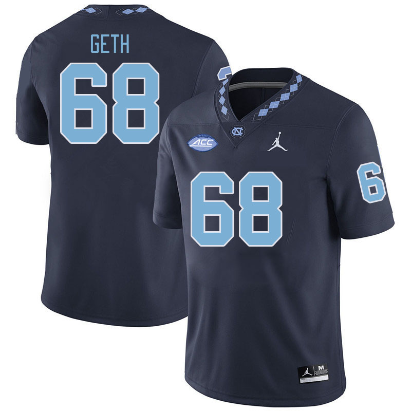Men #68 D.J. Geth North Carolina Tar Heels College Football Jerseys Stitched-Navy
